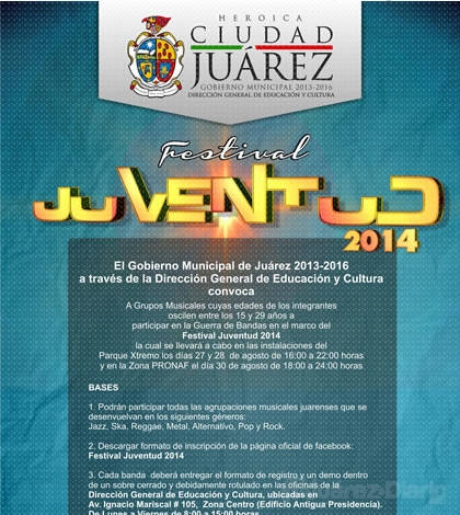 Podrán participar jóvenes en diversas categorías en Festival de la Juventud 2014