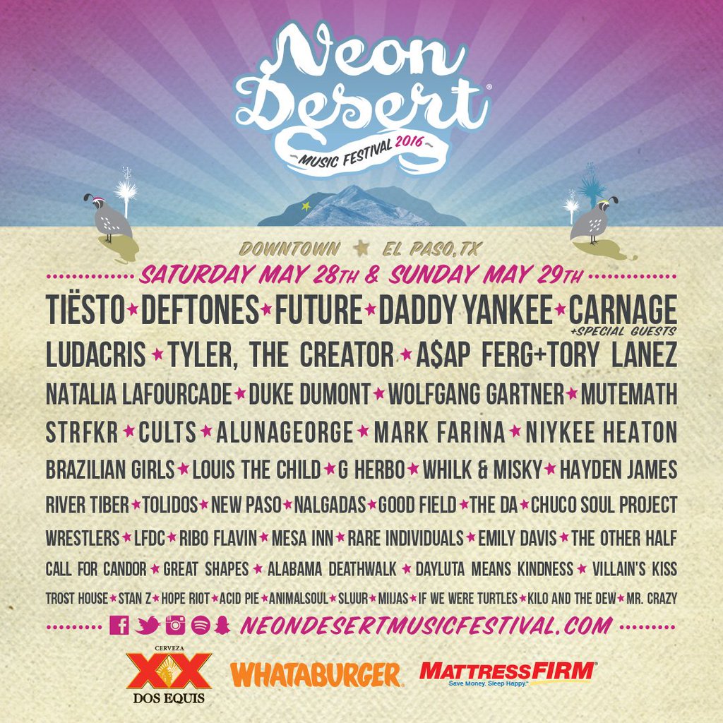 Neon Desert Music Festival Anuncia Venta de Boletos en JRZ 1 Neon Desert 2016 Line Up Completo