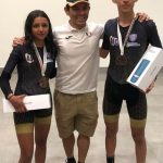 Johana Luque e Isaac Velador con su entrenador Rolando Trillo