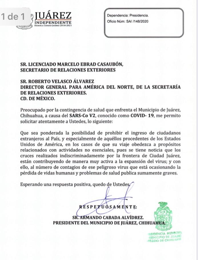 Envía Alcalde petición formal a Gobierno Federal para restringir cruce de extranjeros 1 5f9338b07f2b1 5f9338b07f2b5