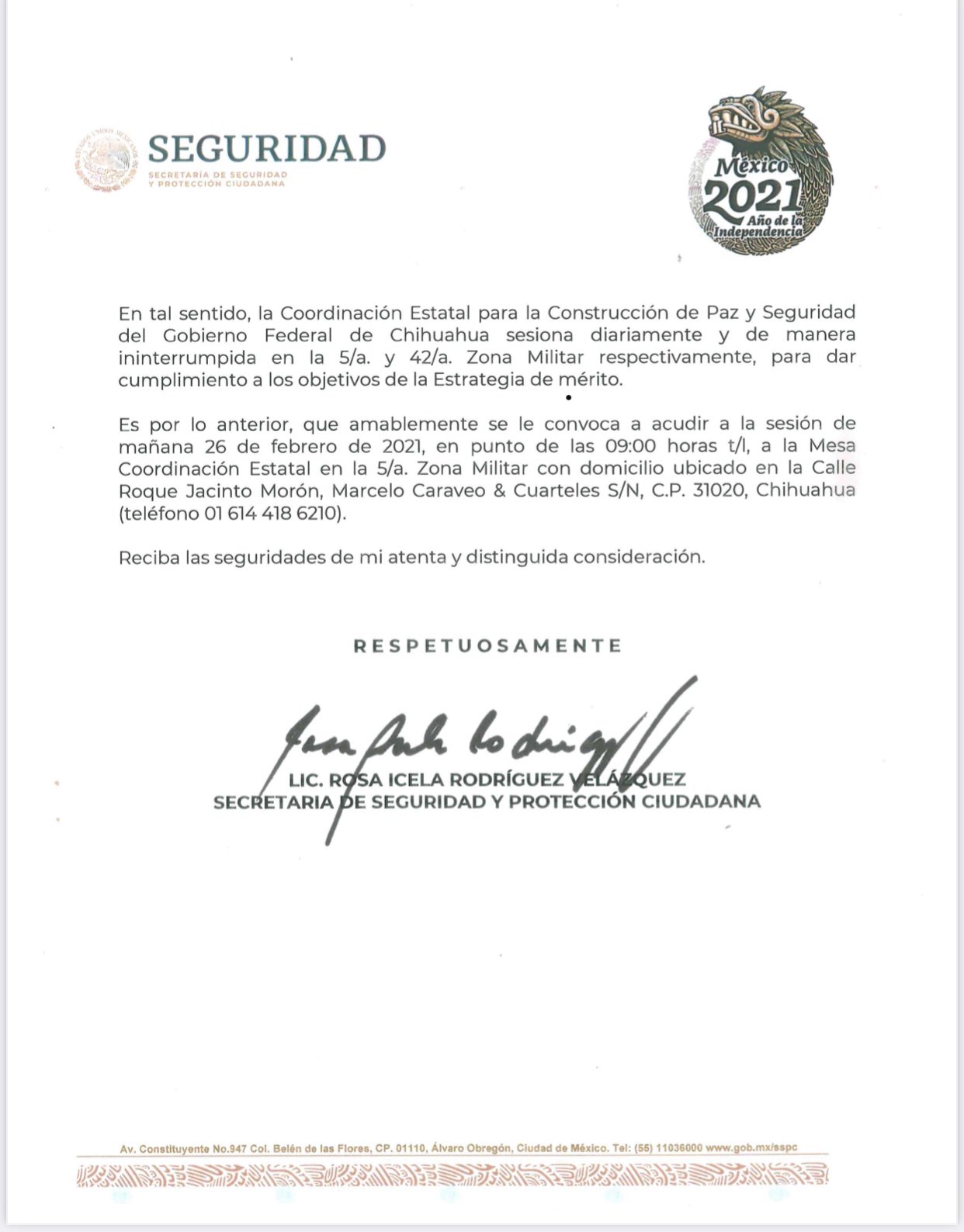 Corral: Es una burla respuesta de Federación a orden de regresar a Mesa de Seguridad 2 Oficio1