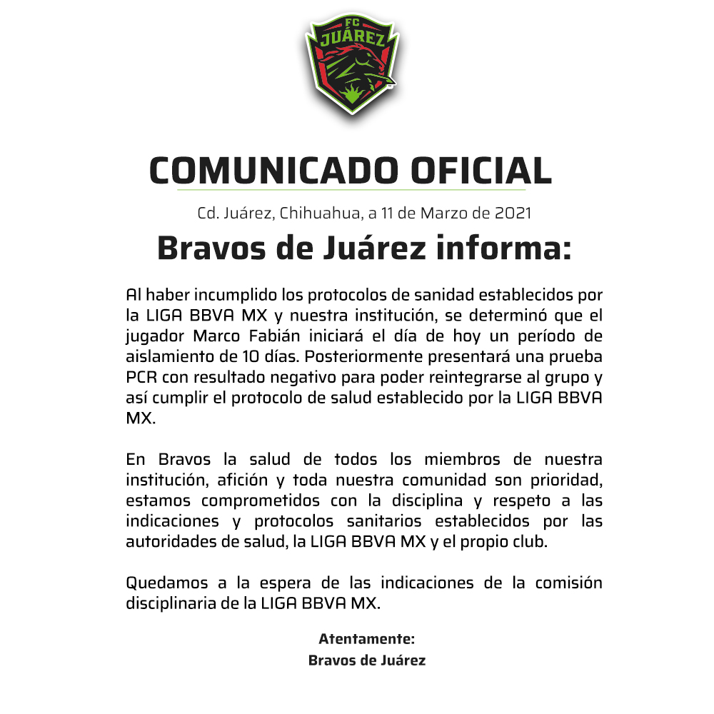 Castiga Bravos a Marco Fabián por incumplir protocolos de sanidad 1 159759559 2827455327467215 5405335037376049095 o
