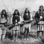Apache chieff Geronimo right and his warriors in 1886