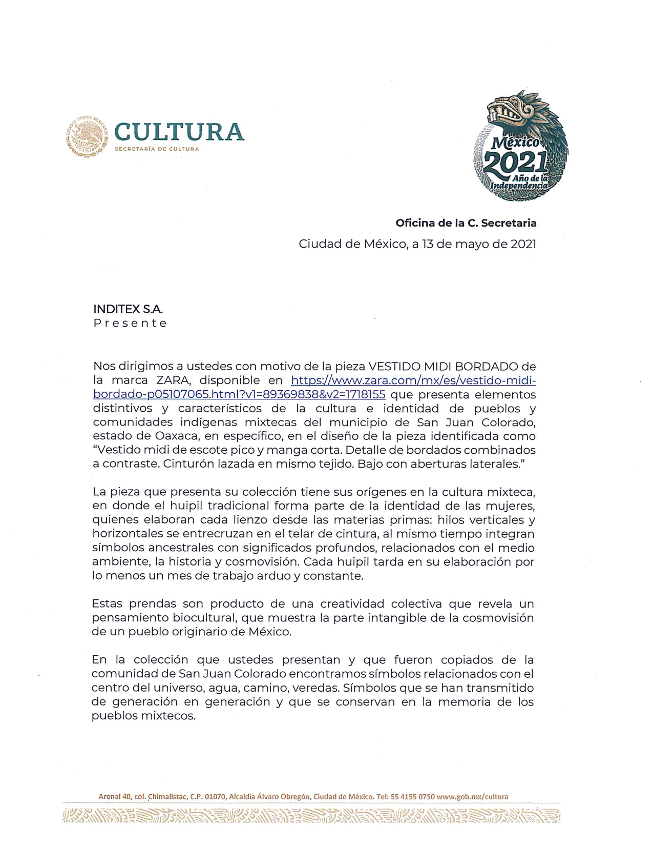 1..Carta de extran amiento Zara page 0001