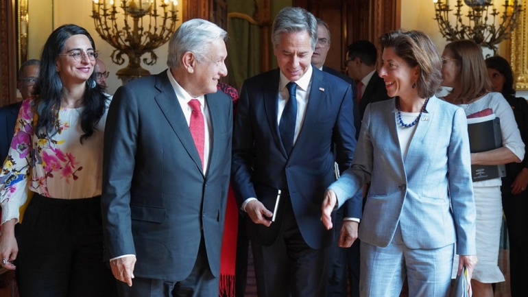 Se reúne AMLO con secretario de Estado de EEE.UU. en Palacio Nacional ...