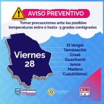 Emiten aviso preventivo por descenso de temperaturas 1 Imagen de WhatsApp 2022 10 27 a las 15.31.42