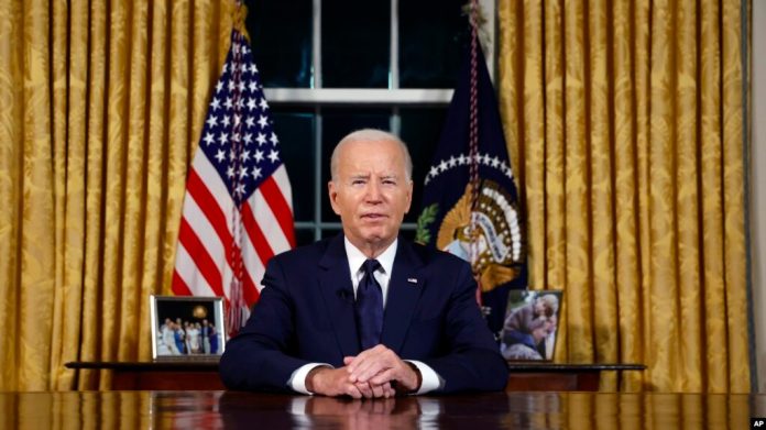 El presidente de EEUU, Joe Biden, se dirigió a la nación para abordar la situación en Israel y Ucrania, desde la Casa Blanca, el 19 de octubre de 2023.
