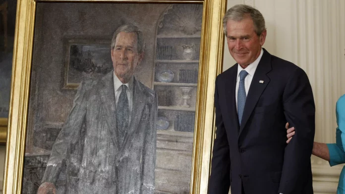 George W. Bush, expresidente de EEUU, durante la ceremonia de presentación de su retrato oficial en la Casa Blanca (2012) - Sputnik Mundo, 1920, 15.02.2024