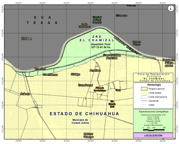 Poligono oficial de la Reserva Ecológica El Chamizal. Septiembre de 2024