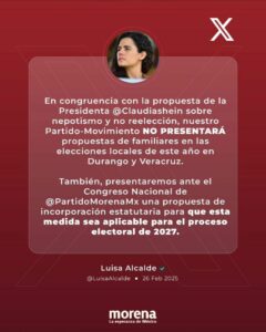 Impulsara Morena reforma interna anti nepotismo para comicios del 27 1 WhatsApp Image 2025 02 27 at 08.03.44