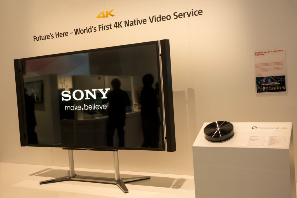 73593530 4k led tv with 4k media player at the sony press conference hall 42 at the berlin radio exhibition 2